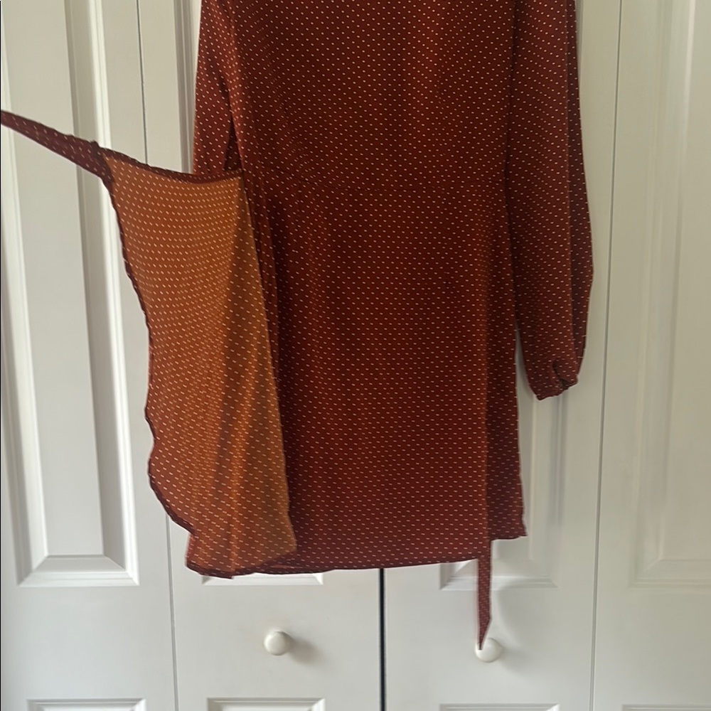 🌸 3/$15 NWT: Francesca Rust Polka Dot Faux Wrap Dress - Picture 7 of 10